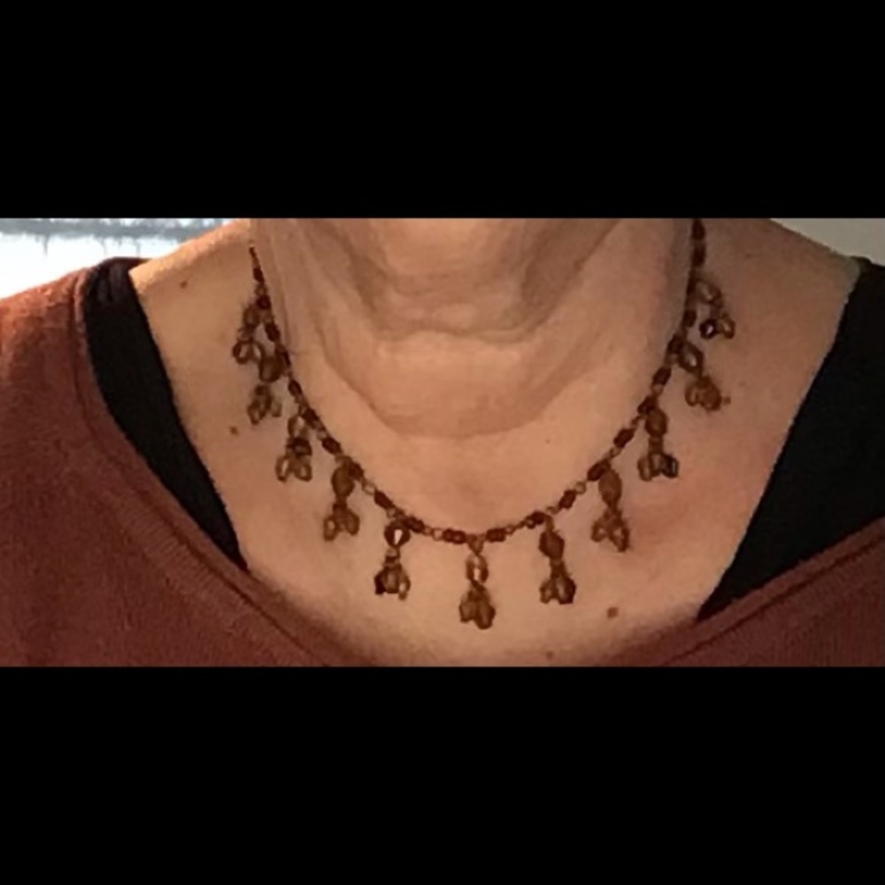 Amber drops necklace. Adjustable.